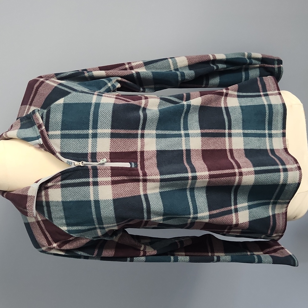 Eddie Bauer plaid fleece quarter zip